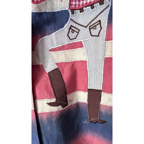 VTG Sandy Starkman Shirt Blouse Sz S Wearable Art Cotton Western Cowboy Horse - Picture 8 of 13